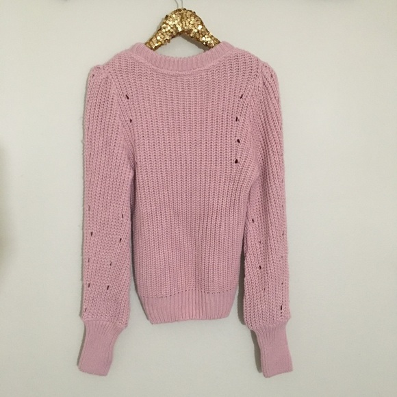 Topshop pink chunky knit distressed sweater 2 - Picture 5 of 8